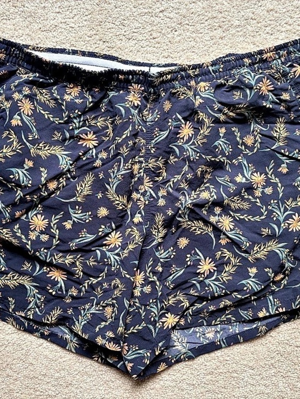 Patagonia Women's Baggies Shorts 5" Floral Blue & Yellow XL